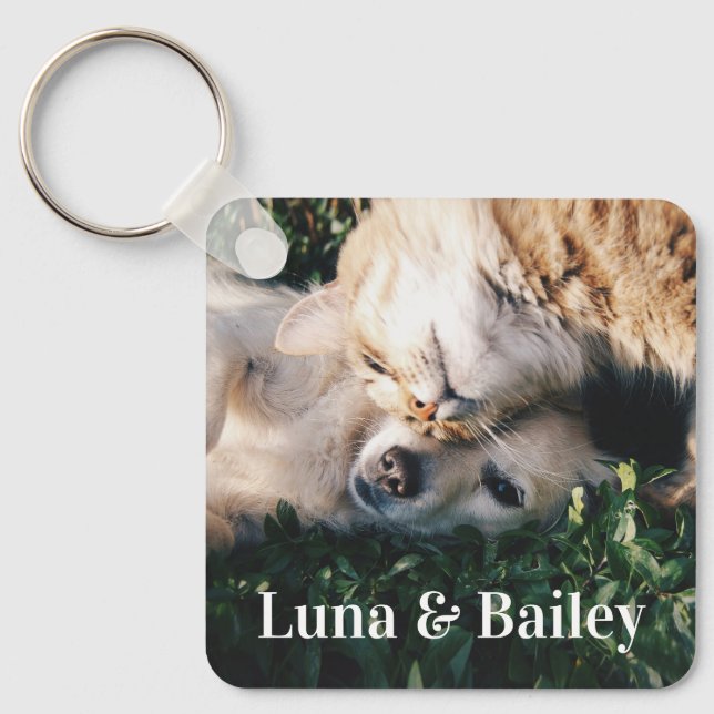 Custom Name and Pet Photo Key Ring (Front)