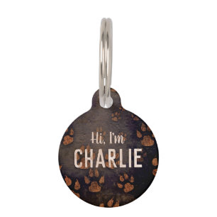 Custom Name and Phone Number Dog Paw Print ID Tag