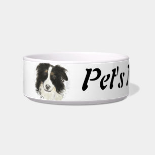 Custom Name and Photo Border Collie, Pet, Dog Bowl