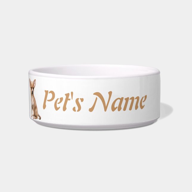 Custom Name and Photo Chihuahua, Pet, Dog Bowl (Front)