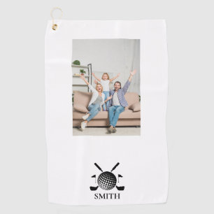 Custom Name and Photo Golf Clubs Towel
