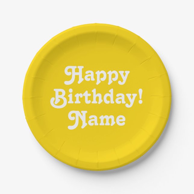 Custom Name and photo or colour Birthday Paper Plate (Front)
