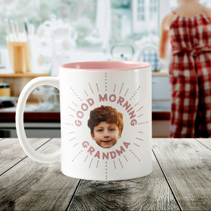 Custom Name and Photo – Retro Style, Full of Smile Two-Tone Coffee Mug