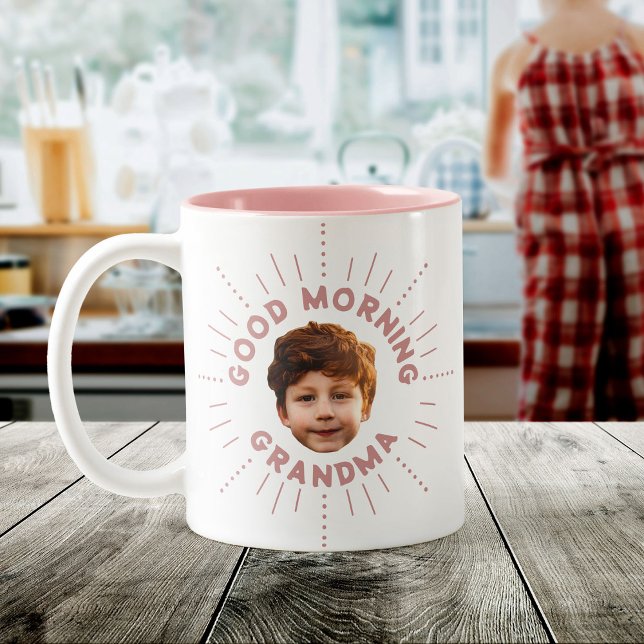 Custom Name and Photo – Retro Style, Full of Smile Two-Tone Coffee Mug (Creator Uploaded)