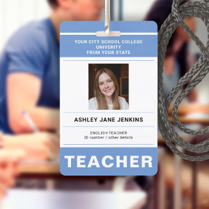 Custom name and photo school college teacher ID Badge