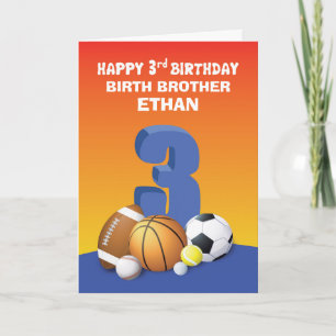Custom Name and Relation Boy 3rd Birthday Sports Card