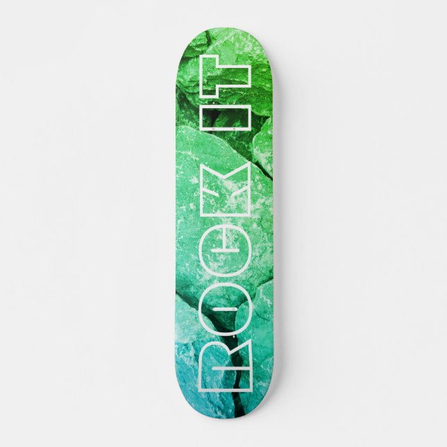 Custom name and rock photo skateboard deck (Front)