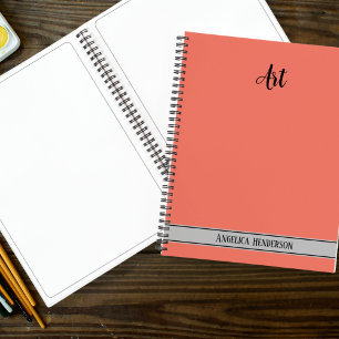 Custom name and subject Art colour code orange Notebook