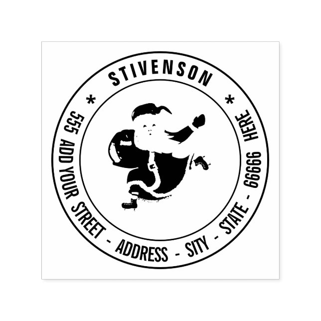 Custom Name and Text Christmas Stamp with Santa (Design)