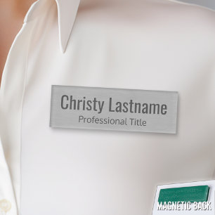Custom Name and Title with faux Silver Foil Print Name Tag