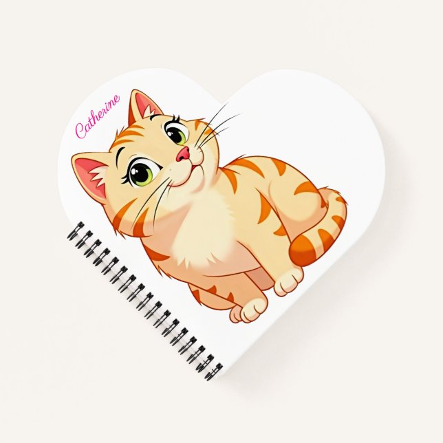 Custom name and wish for August with a cool cat Notebook (Front)
