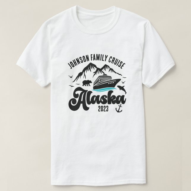 Custom Name and Year Alaska Cruise T-Shirt (Design Front)