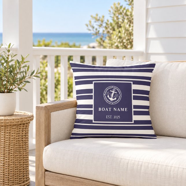 Custom Name and Year Nautical  Cushion (Creator Uploaded)
