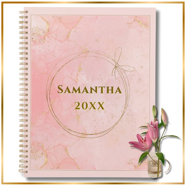 Custom Name and Year Pink and Gold Planner (Custom Name & Year Pink & Gold Planner. Cute, Girly Organizer, Notebook, Scheduler for the New Year!)