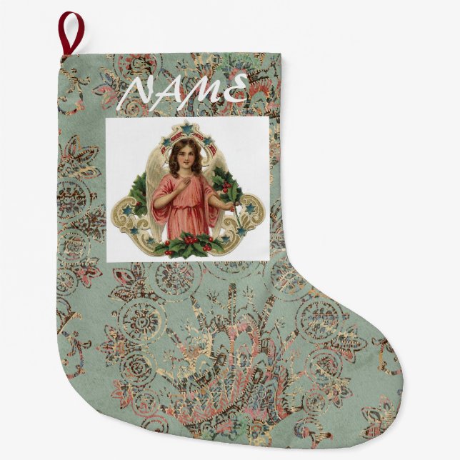 CUSTOM NAME ANGEL Christmas Stocking (Front)
