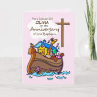 Custom Name Anniversary of Baptism Girl Noah's Ark