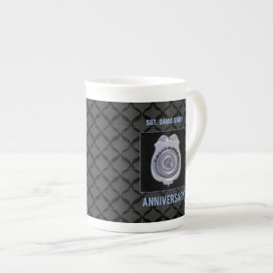 Custom Name, Anniversary with Police Department Bone China Mug