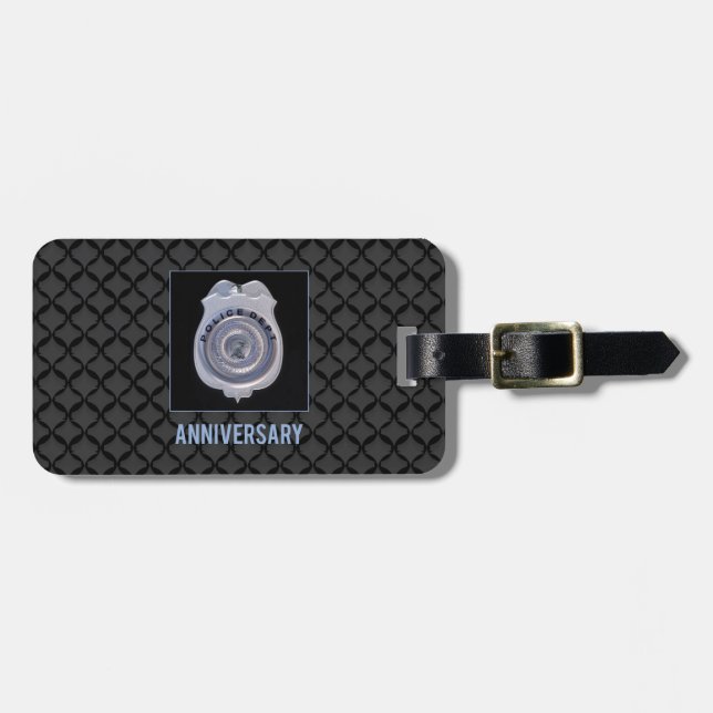 Custom Name, Anniversary with Police Department Luggage Tag (Front Horizontal)