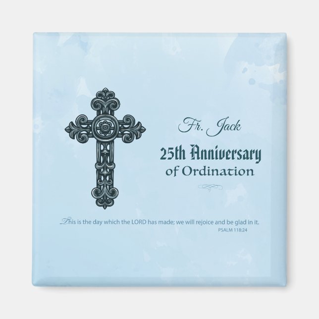 Custom Name & Anniversary Year Ordination, Priest Magnet (Front)