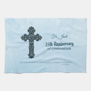 Custom Name & Anniversary Year Ordination, Priest Tea Towel