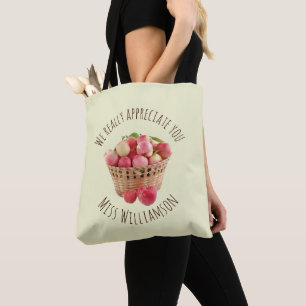 Custom Name Apples TEACHER APPRECIATION  Tote Bag
