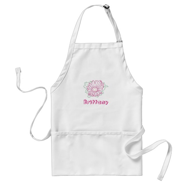 Custom Name Apron, pink fuchsia sunflower Standard Apron (Front)