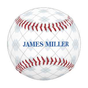 Custom name argyle diamond pattern baseball