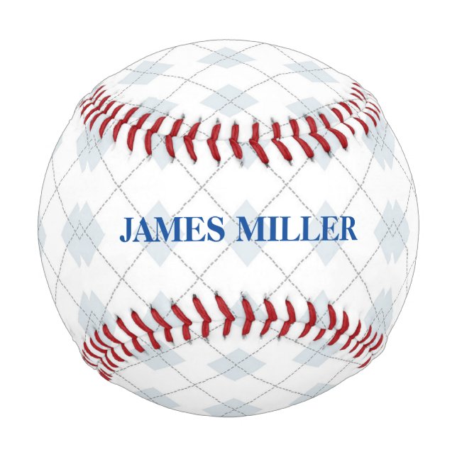 Custom name argyle diamond pattern baseball (Front)