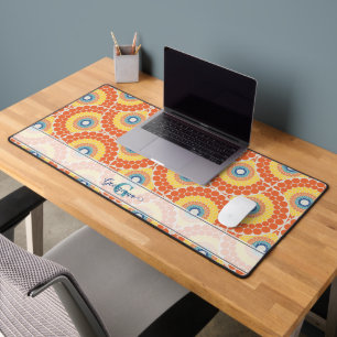 Custom Name Art Deco Aegean Summer Radiant Mandala Desk Mat