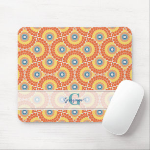 Custom Name Art Deco Aegean Summer Radiant Mandala Mouse Mat