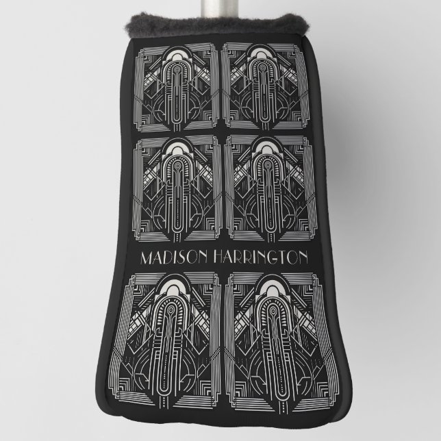 Custom Name Art Deco Golf Head Cover (Rotate 90)
