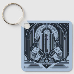 Custom Name Art Deco Key Ring