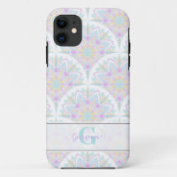 Custom Name Art Deco Pastel Rainbow Floral Mandala