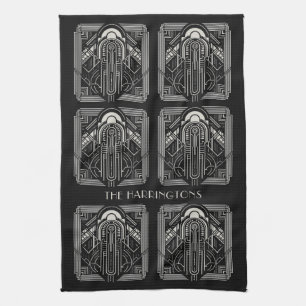 Custom Name Art Deco Tea Towel