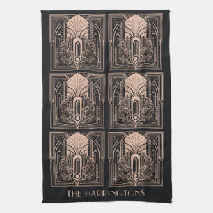 Custom Name Art Deco Tea Towel