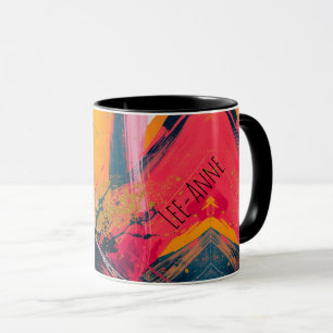 Custom Name Art in Gold and Colorful Swirls Mug