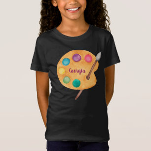 custom NAME Artist art palette paint kids T-Shirt