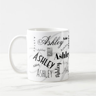 Custom Name Ashlley black white coffee mug