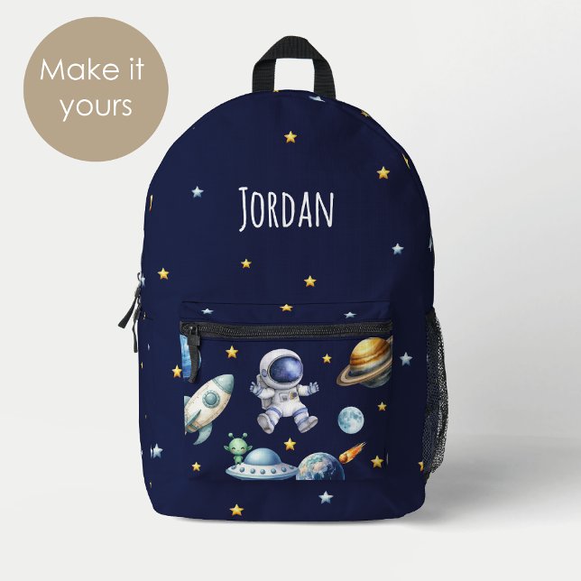 Custom Name Astronaut Space Planets Back to School Printed Backpack (Creator Uploaded)
