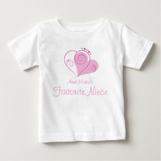 Custom Name Auntie's Favourite Niece Pink Hearts Baby T-Shirt
