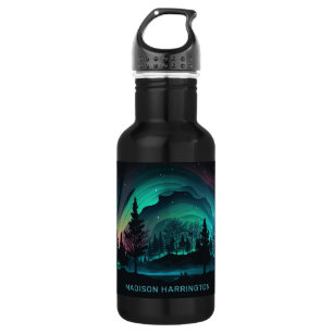 Custom Name Aurora Borealis Illustration 532 Ml Water Bottle
