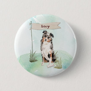 Custom Name Australian Shepherd Pet Dog 6 Cm Round Badge