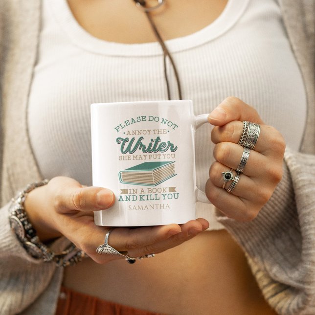 Custom Name Author Don't Annoy The Writer Birthday Two-Tone Coffee Mug (Do Not Annoy the Writer Funny 11oz Coffee Mug)