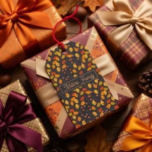 Custom Name Autumn Leaves  Gift Tags