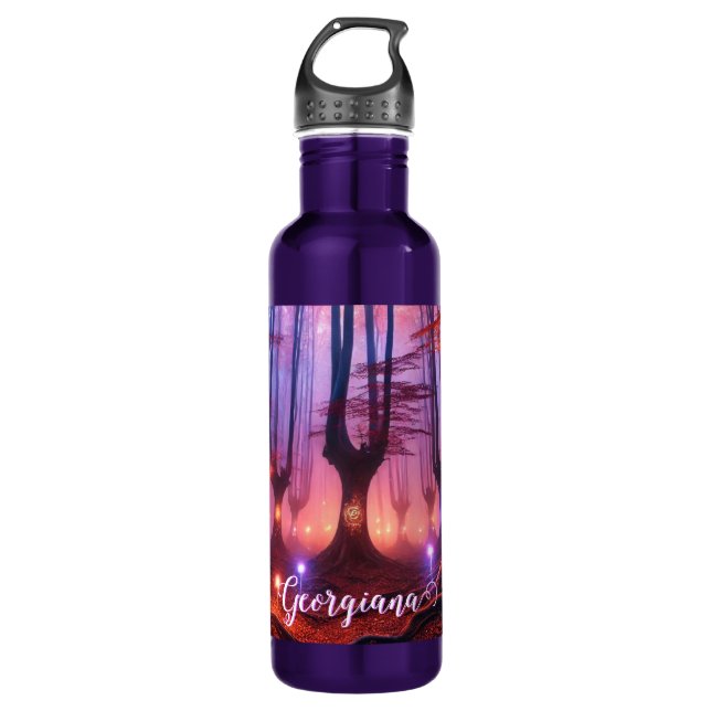 Custom Name Autumnal Enchanted Whimsigoth Forest 710 Ml Water Bottle (Front)
