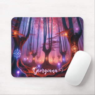 Custom Name Autumnal Enchanted Whimsigoth Forest Mouse Mat