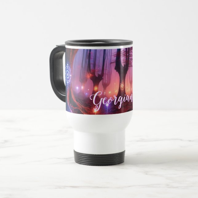 Custom Name Autumnal Enchanted Whimsigoth Forest Travel Mug (Front Left)