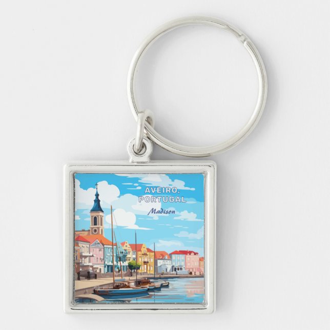 Custom Name Aveiro Portugal Key Ring (Front)