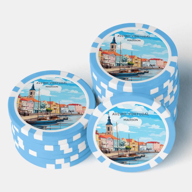 Custom Name Aveiro Portugal Poker Chips (Stack)
