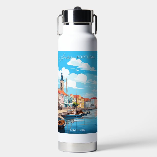 Custom Name Aveiro Portugal Water Bottle (Front)